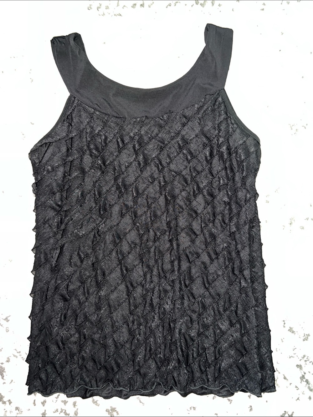 Women's Black Textured Scoop-Neck Tank/Camisole